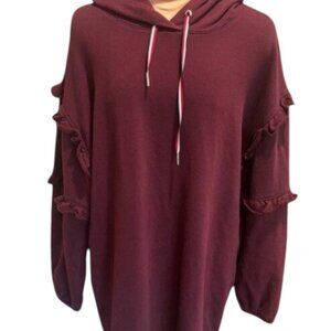 Tommy Hilfiger Burgundy Hoodie Sweatshirt Dress Casual Athleisure XL